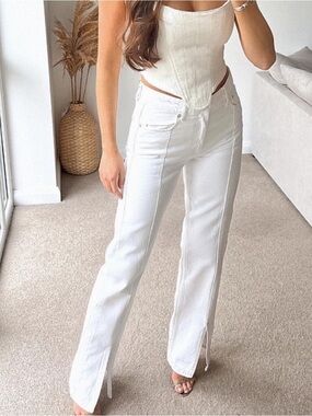 Zara white front split jeans sz 4
